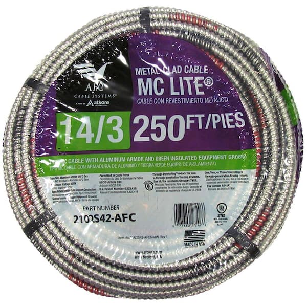 Photo 1 of 14/3 x 250 ft. Solid MC Lite Cable