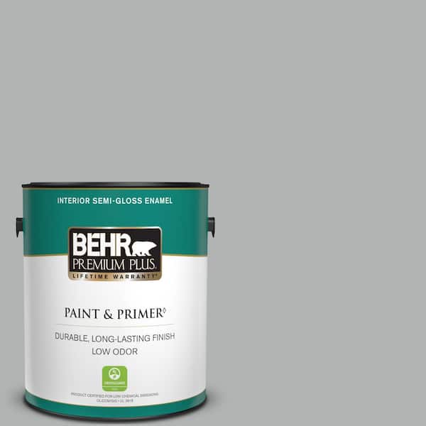 BEHR PREMIUM PLUS 1 gal. #PPU26-08 Silverstone Semi-Gloss Enamel Low Odor Interior Paint & Primer