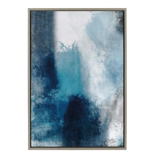 Kate and Laurel "Sylvie Aqua Abstract 1" by Amy Lighthall 1-Piece Framed Canvas Abstract Art Print 33.00 in. x 23.00 in.