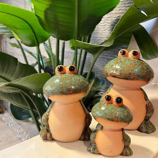 Funny Cute Frog Garden Decor Garden Statue Set of 3 HPD1PCPKKG