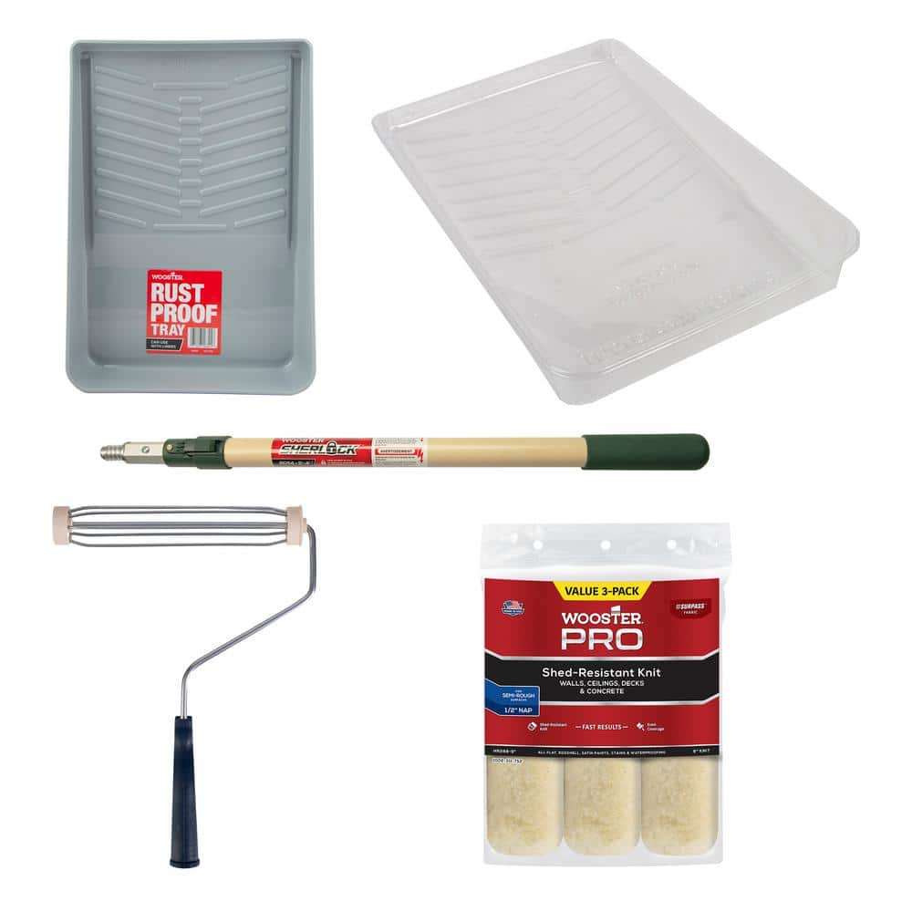PRIVATE BRAND UNBRANDED 6-Piece Plastic Tray/High-Density Polyester Knit  Paint Applicator Kit HD RS 601 SP - The Home Depot