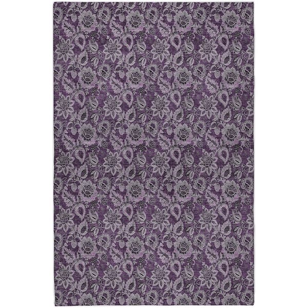 Dream Shag Premium Machine Washable Abstract ADS661 Eggplant 9 ft. x 12 ft. Area Rug