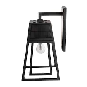 Aria 1-Light Black Modern Outdoor Solar Wall Sconce Lantern with Warm White Light Bulb Included for Garage and Patio