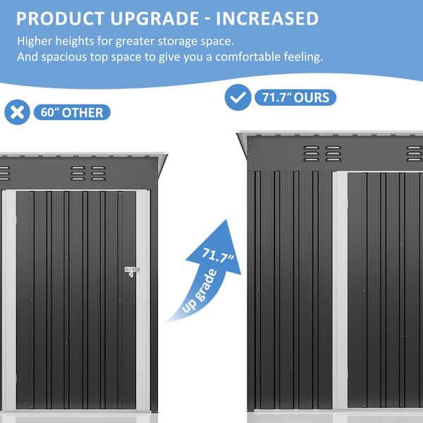 VIWAT 5 ft. W x 3 ft. D Metal Outdoor Storage Shed with Lockable
