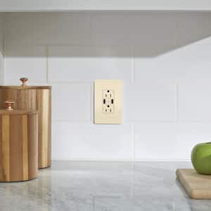 radiant 15 Amp 125-Volt Tamper Resistant GFCI Residential/Commercial Decorator Duplex Outlet with A/A USB, Light Almond