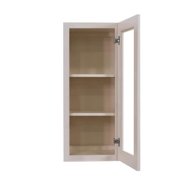LIFEART CABINETRY Princeton Assembled 18 in. x 36 in. x 12 in. Wall Mullion Door Cabinet with 1 Door 2 Shelves in Creamy White Glazed