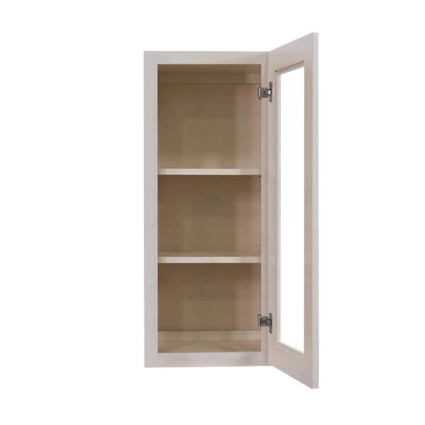 LIFEART CABINETRY Princeton Assembled 18 in. x 30 in. x 12 in. Wall Mullion Door Cabinet with 1 Door 2 Shelves in Creamy White Glazed