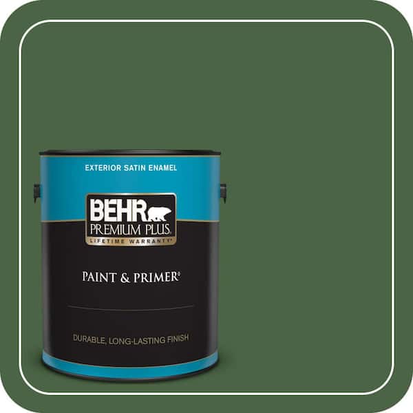 BEHR PREMIUM PLUS 1 gal. #S400-7 Deep Viridian Satin Enamel Exterior Paint & Primer