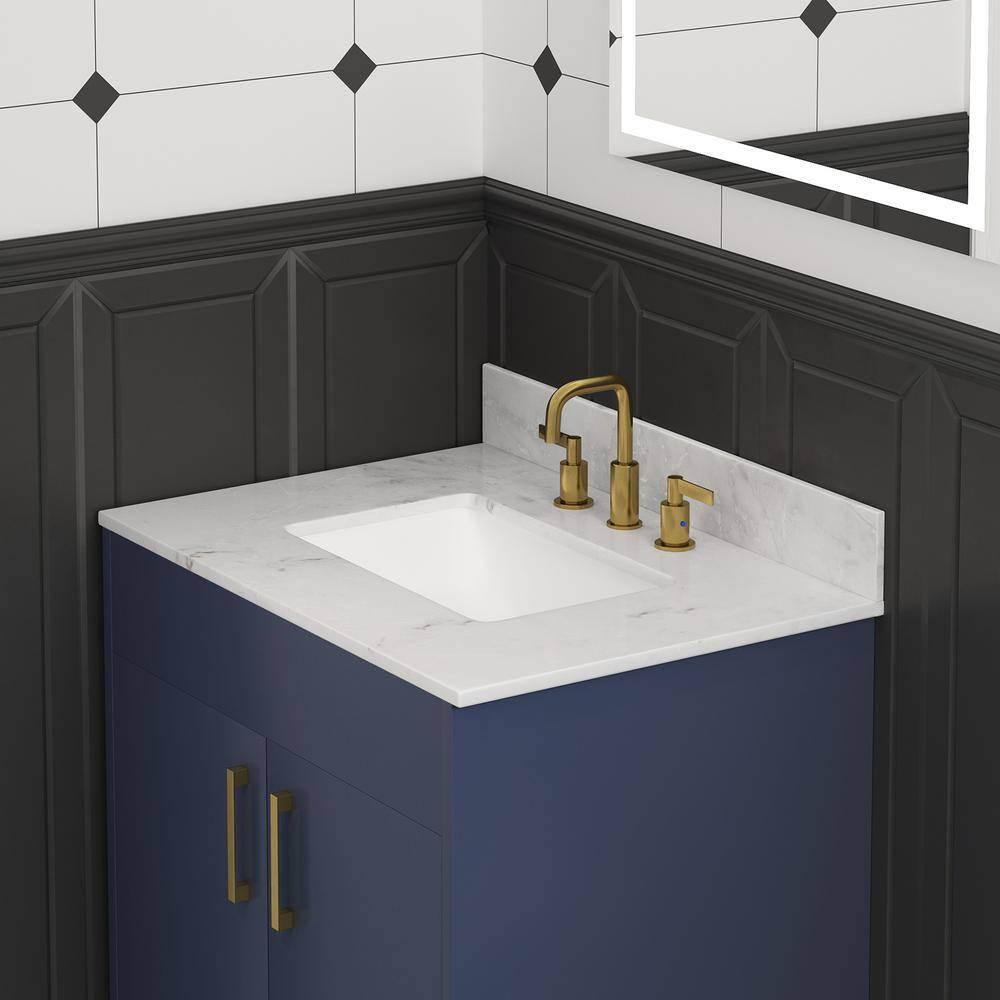 31'' White Marble Single Sink Bathroom Vanity Top with Backsplash