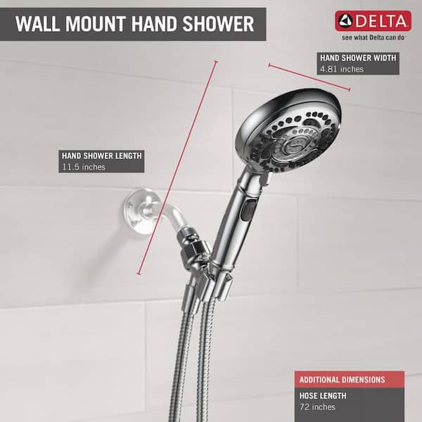 Delta 7-Spray Wall Mount Handheld Shower Head 1.8 GPM in Chrome