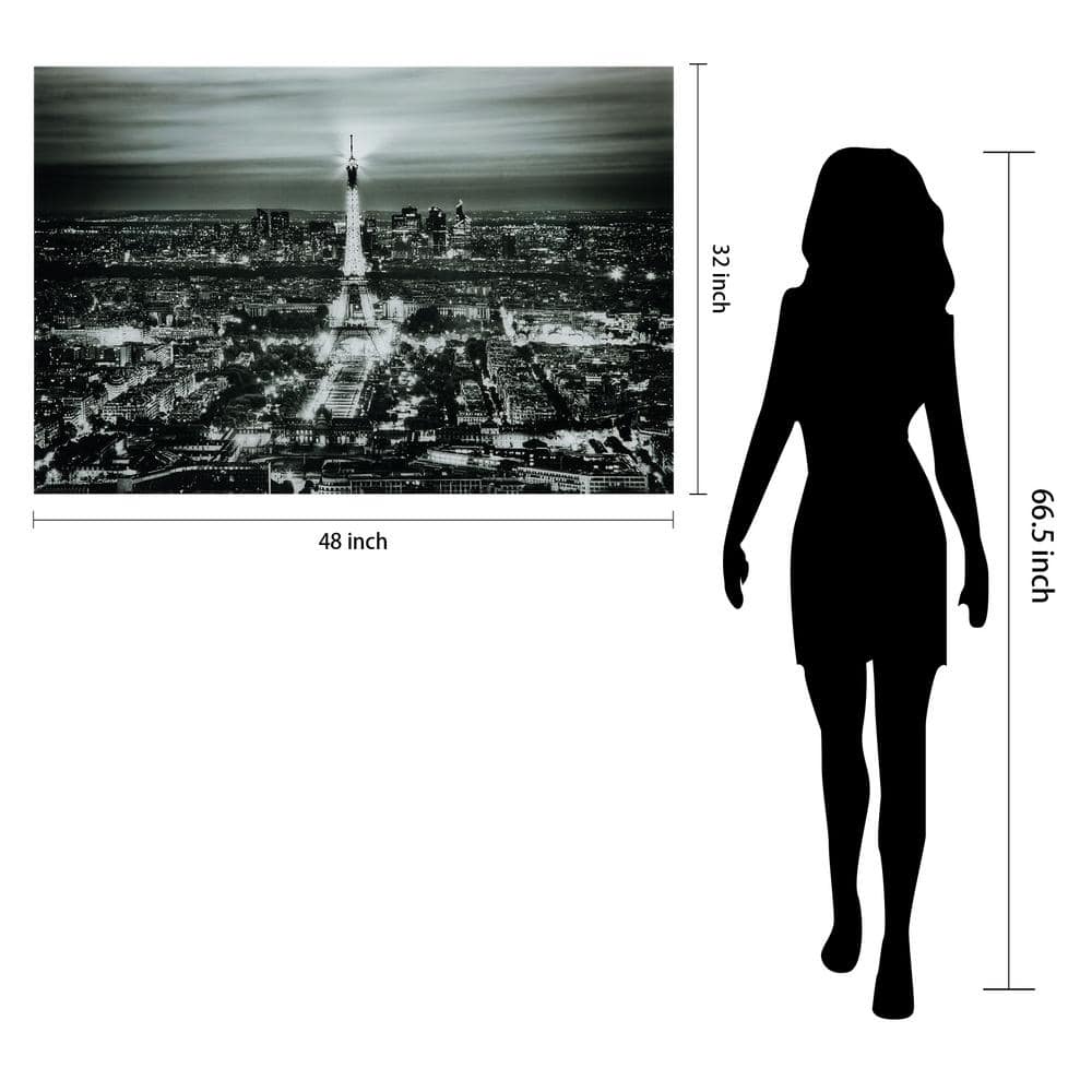 Paris Night Black and White Tempered Glass Wall Art