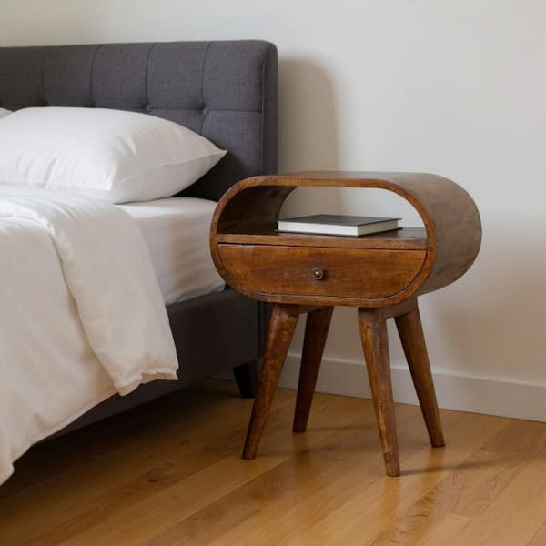 Brown 1 Drawer 17.70 in. Nightstand