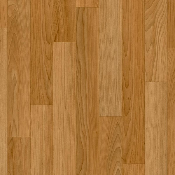 Oak Strip Butterscotch Wood Residential Vinyl Sheet Flooring 12ft. Wide x  Cut to Length