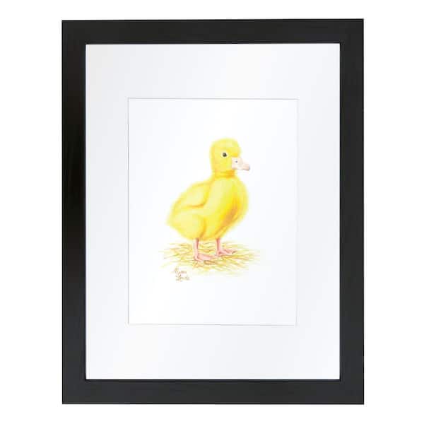 Unbranded Barnyard Littles "Duckling" by Alyssa Lewis Individual Black Framed with Mat Animal Art Print 20 in. x 16 in.