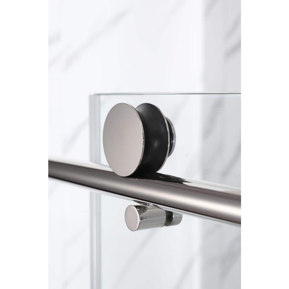 76" x 60" Frameless Sliding Shower Door with Clear Tempered Glass and Chrome Finish