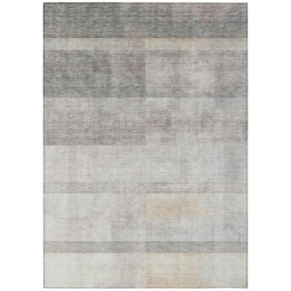 Taupe 10 ft. x 14 ft. Woven Solid Color Rectangle Indoor/Outdoor Area Rug