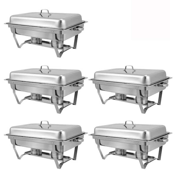 8 qt. Stainless Steel Chafing Dish Buffet Servers and Warmers with Foldable Frame Easy Clean Rust Resistant 5 Pack