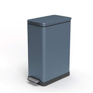 11.9 Gal. Matte Blue Slim Rectangular Step-On Stainless Steel Kitchen Trash Can