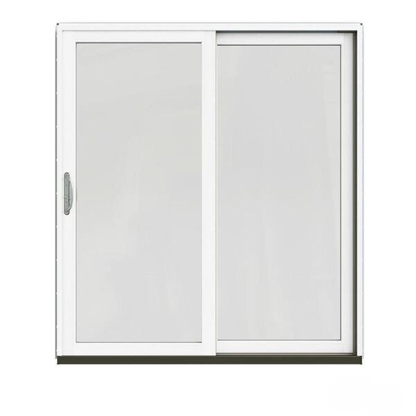 JELD-WEN 72 in. x 80 in. W-2500 Contemporary White Clad Wood Right-Hand Full Lite Sliding Patio Door w/White Paint Interior