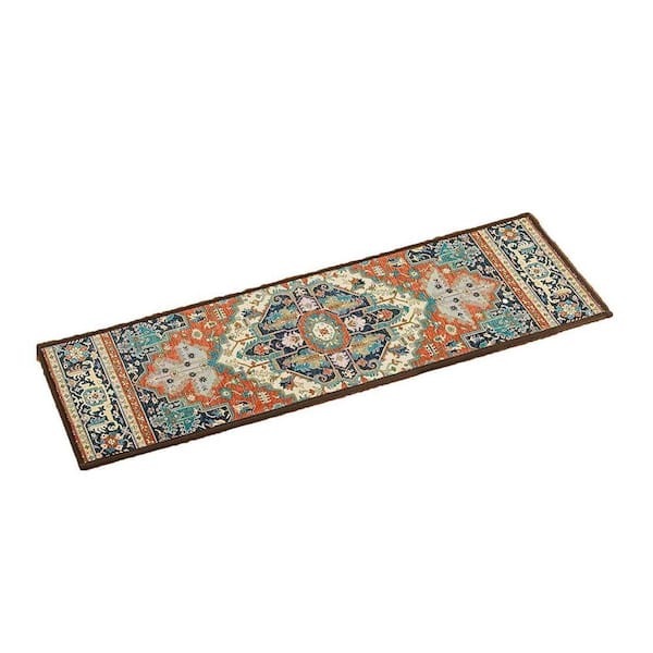 Bohemian 8 in. x 30 in. Polyester Stair Tread Cover Set of 15 Non-Slip Carpet Treads for Wooden Steps Indoor