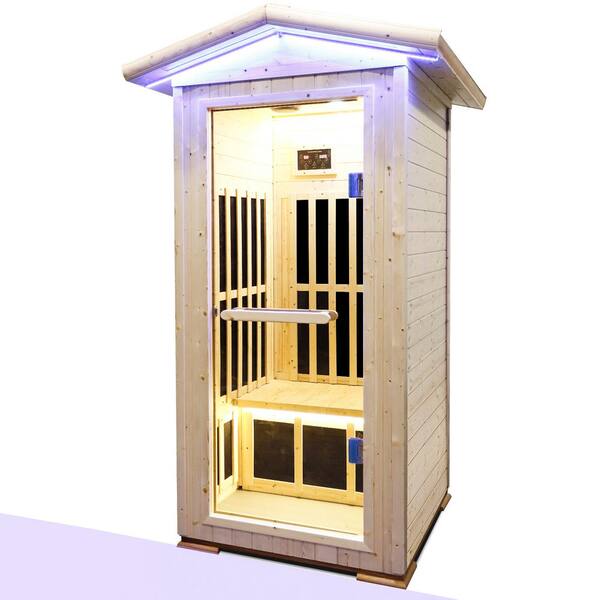 Single Person Spruce Far Infrared Sauna with Bluetooth music player and ambient lighting