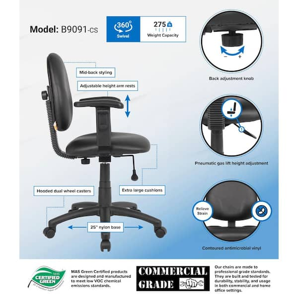 Boss Office Products Deluxe Posture Chair with Loop arms-blue