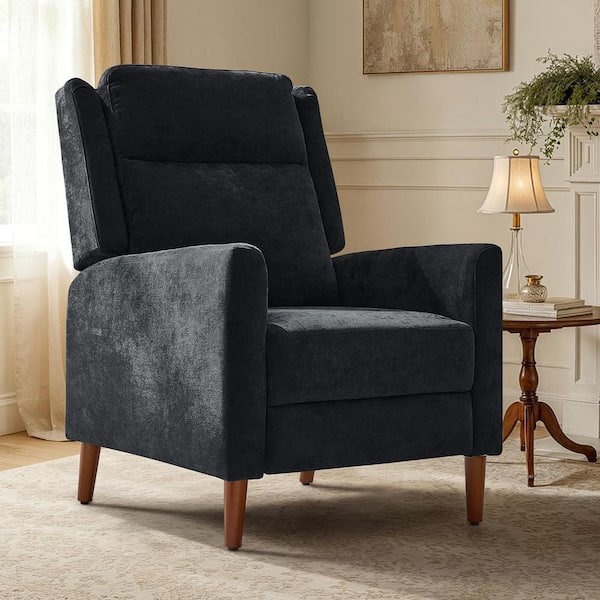 Iralda Black Polyester Manual Push Back Recliner