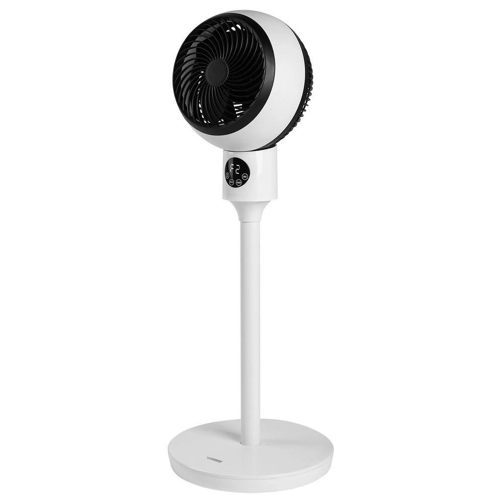 7 in. 3 fan speeds & 3 Modes Setting Pedestal Fan in White w/LED Display & 