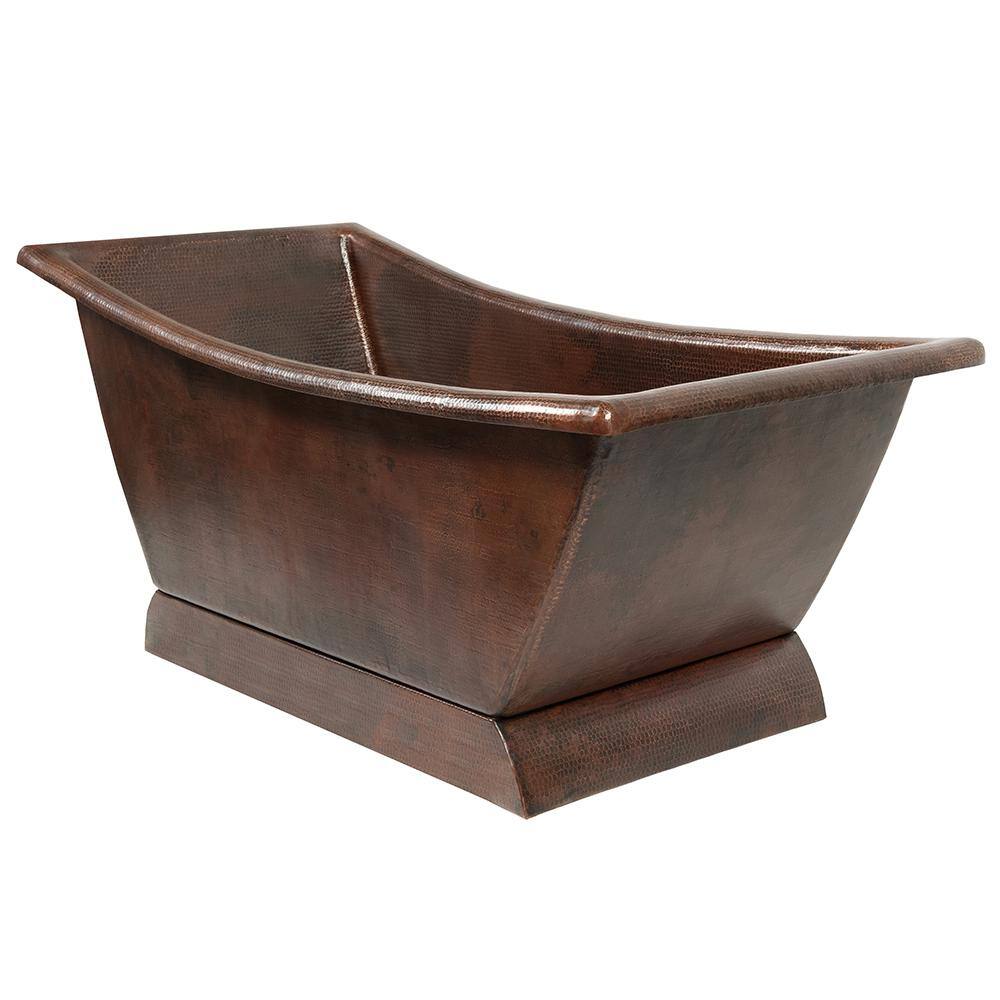 67" Hammered Copper Single Slipper Bathtub in Oil Rubbed Bronze Finish