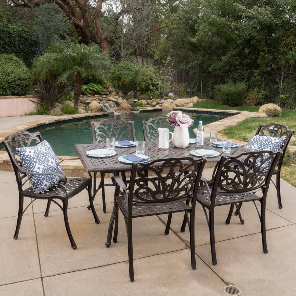 Yaretzi 7-Piece Aluminum Rectangular Outdoor Patio Dining Set price history on PriceWatchPro