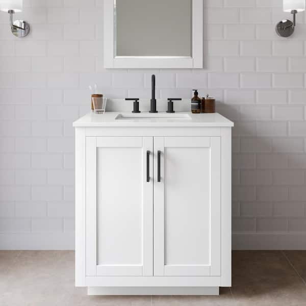 Miranda 30 in. W x 22 in. D x 33.75 in. H Single Bath Vanity in White with White Quartz Top
