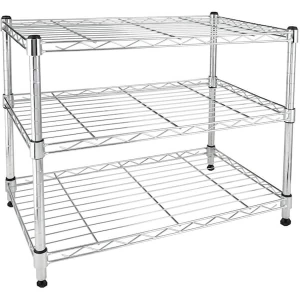 Silver 3-Tier Heavy-Duty Metal Wire Shelving Unit (24 in. L x 14 in. W x 20 in. H)