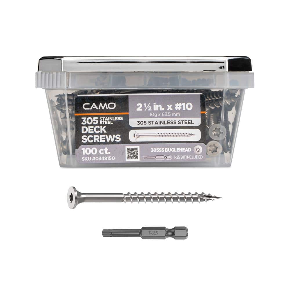 2-1/2 in. #10 305 Stainless Steel Premium Star Drive Bugle-Head Deck Screws (100-Count) price history on PriceWatchPro