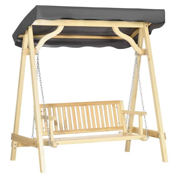 Outsunny 2-Person Wood Porch Swing with Hanging Chains