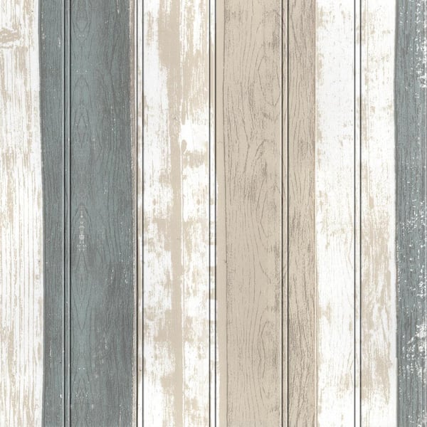 Dundee Deco Falkirk Jura II 28 in. x 28 in. Peel and Stick Beige, Brown, Teal Faux Planks PE Foam Decorative Wall Paneling (10-Pack)
