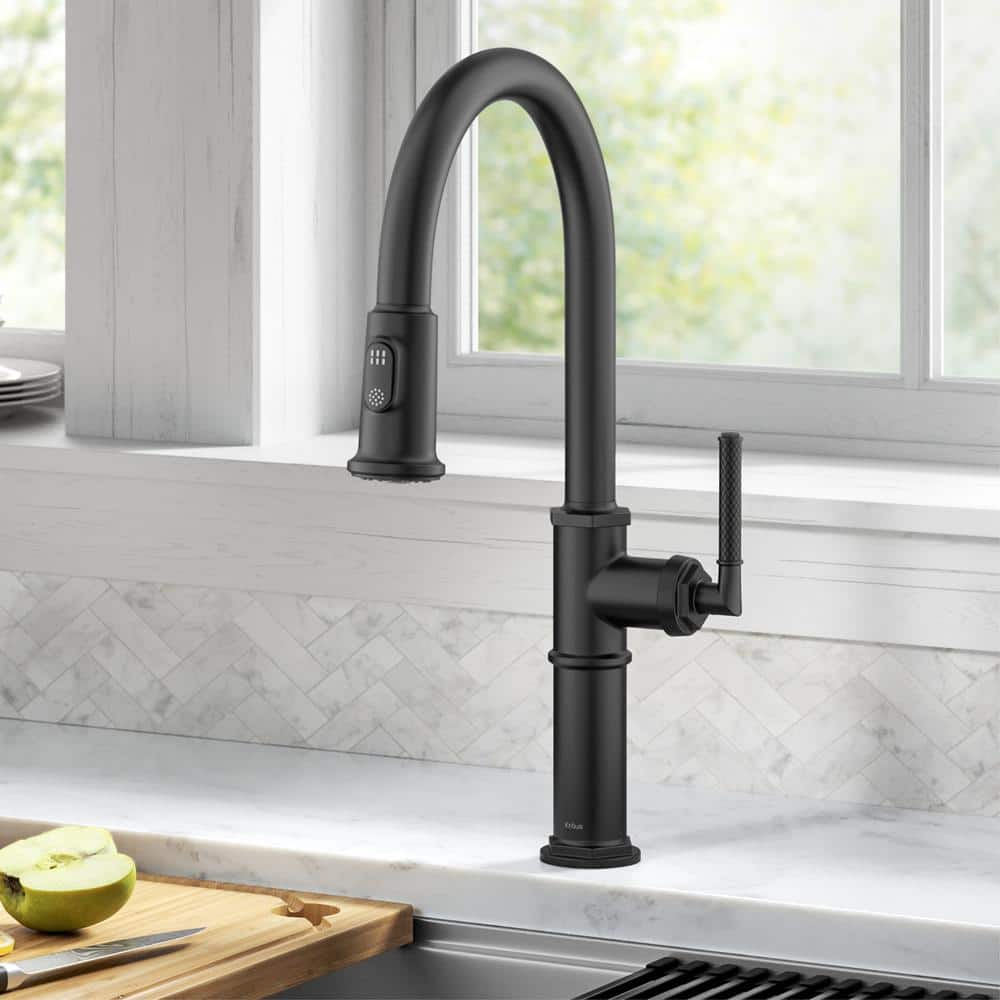 Matte Black Brass Pull-Down Single Handle Kitchen Faucet