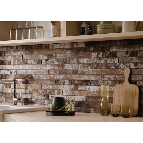Rustiva Red Brick 2 in. x 18 in. Matte Porcelain Floor and Wall Tile (8 sq. ft./Case)