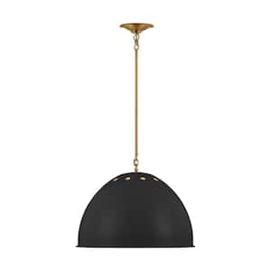 Robbie 20.375 in. W x 16.375 in. H 1-Light Midnight Black Transitional Extra Large Pendant Light with Steel Shade