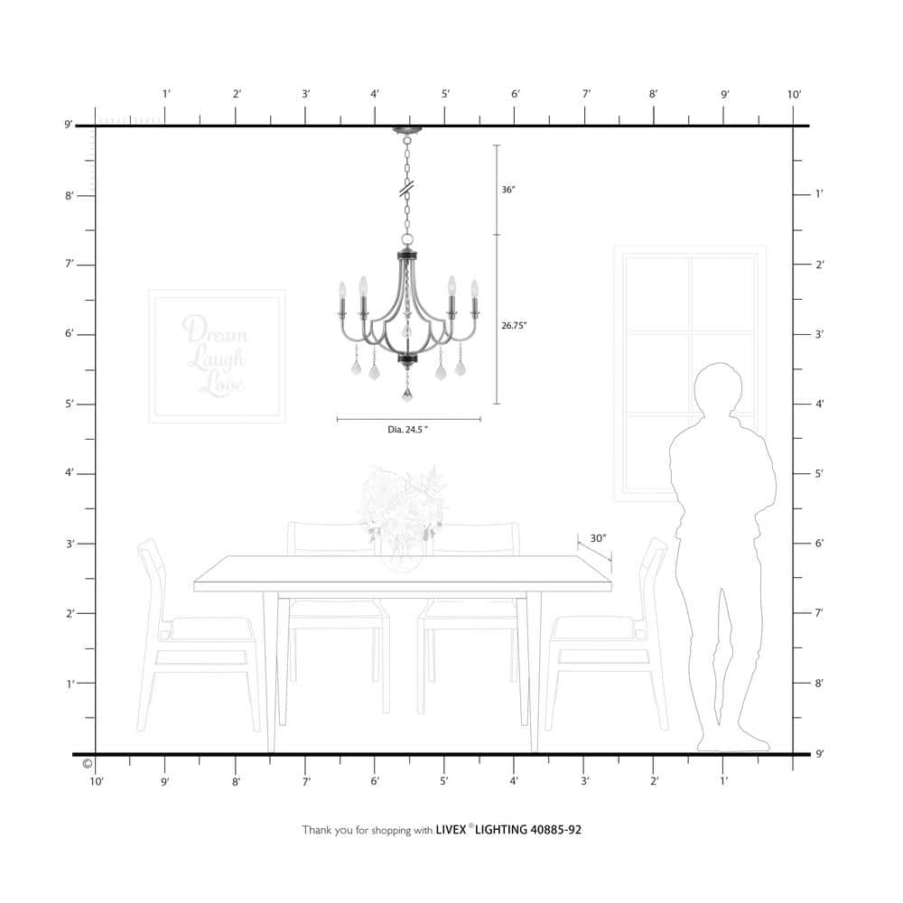 Mini English Bronze 5-Light Crystal Chandelier with Candelabra Bulbs