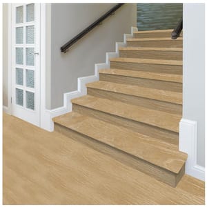 Dusk Cherry 47 in. L x 12.15 in. W x 1.69 in. T Vinyl Stair Tread and Reversible Riser Kit Adhesive
