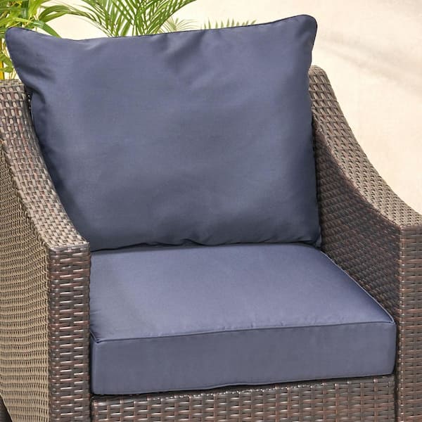 Noble House Smythe 27 in. x 21.5 in. 2-Piece Outdoor Club Chair Cushion Set in Navy Blue