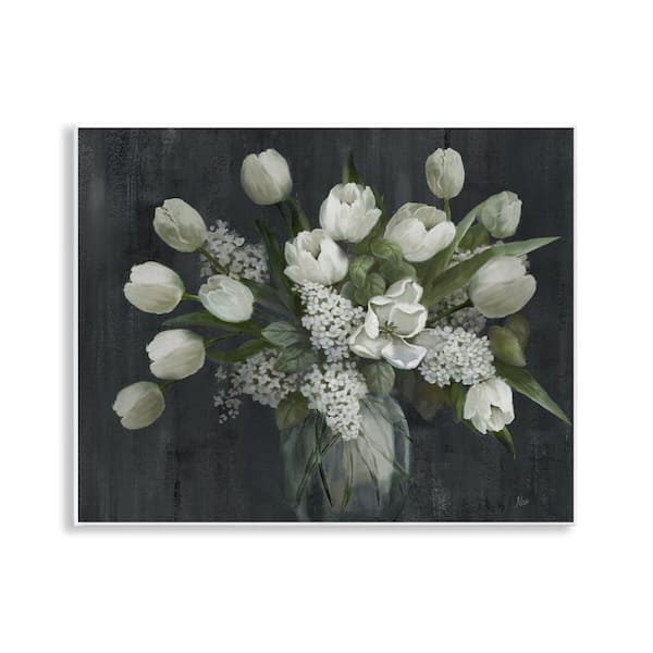 Stupell Industries Traditional Tulips on Gray by Nan Unframed Nature Graphic Art Print 11 in. x 14 in.