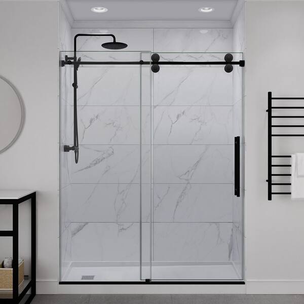 ANZZI Ozean 56 to 60 in. W x 76 in. H Frameless Sliding Shower
