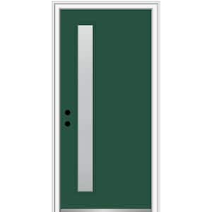 36 in. x 80 in. Viola Right-Hand Inswing 1-Lite Frosted Glass Painted Fiberglass Prehung Front Door on 4-9/16 in. Frame