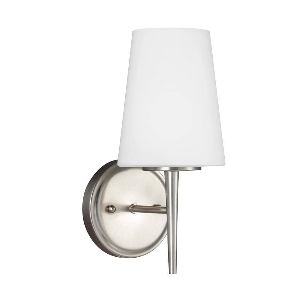 Driscoll 5 in. 1-Light Contemporary Modern Brushed Nickel Wall Sconce Bathroom Vanity Light with LED Bulb price history on PriceWatchPro