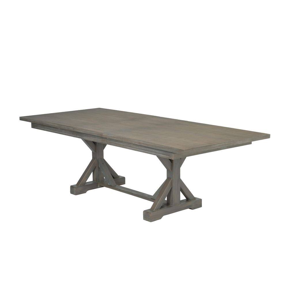 Rustic 9-Piece Beige Linen and Wood Dining Set
