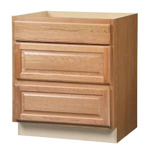 Hampton Medium Oak Raised Panel Stock Assembled Pots and Pans Drawer Base Kitchen Cabinet (30 in. x 34.5 in. x 24 in.)