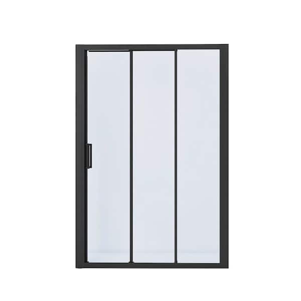Staykiwi 54 in. W x 70 in. H Sliding Framed Shower Door in Matte Black Finish with Clear Glass