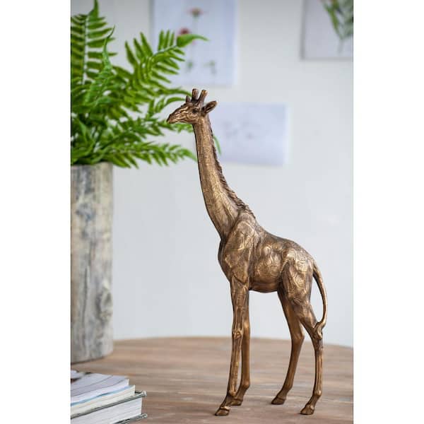 Copper 8 in. x 16 in. Plastic Giraffe Statuette, Ideal for
