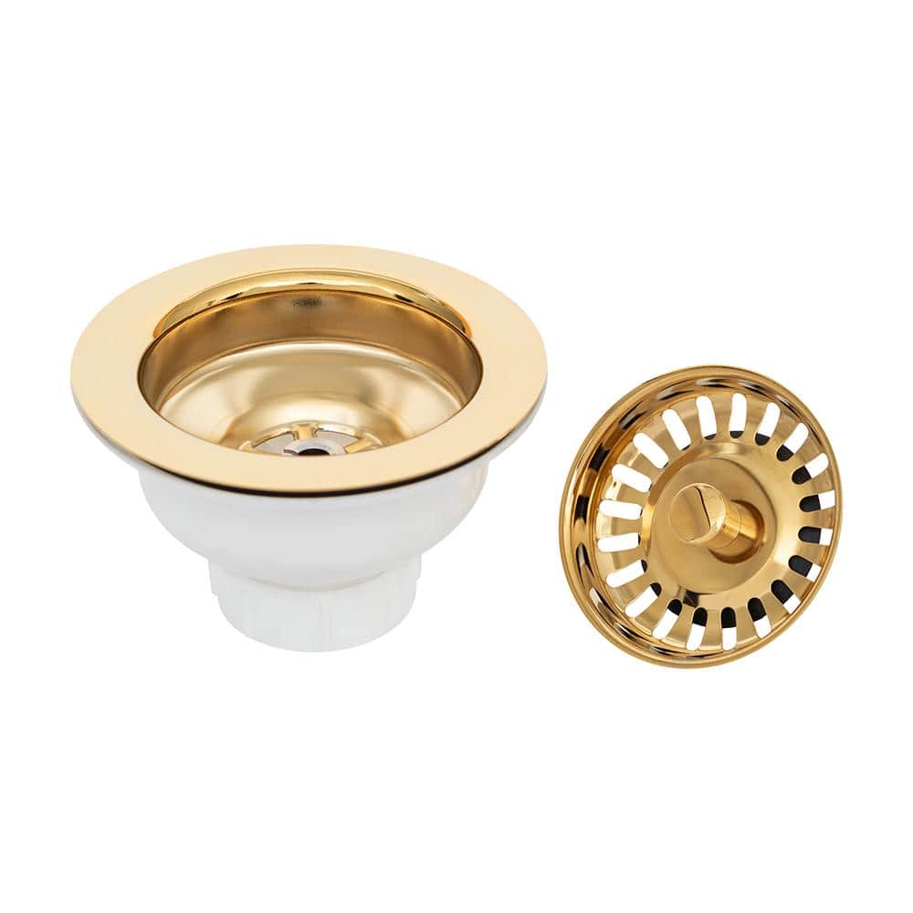 Premier Copper Products 3.5 in. Kitchen Prep and Bar Basket Strainer Drain,  Polished Brass D-132PB The Home Depot